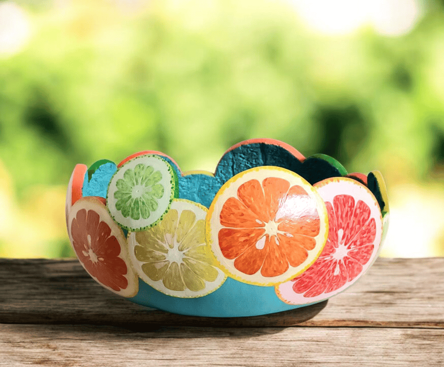Decorative Citrus Slice Gourd Bowl