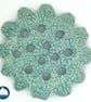 Ceramic flower frog, aqua - Image 1
