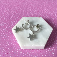 Sterling Silver Star Huggies