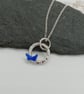 Enamelled butterfly necklace royal blue sterling silver hallmarked