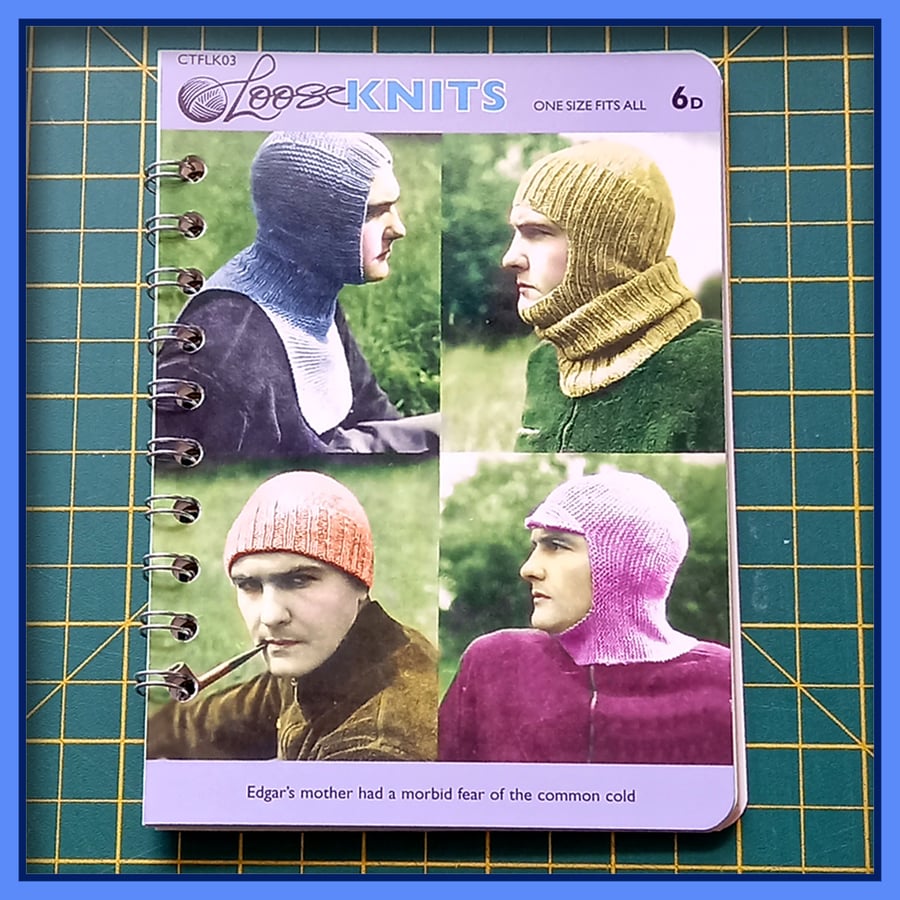 Sprial Wire Bound Notebook humorous Knitting Patterns Head Gear