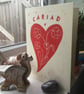 Cariad original linocut card  - Image 1