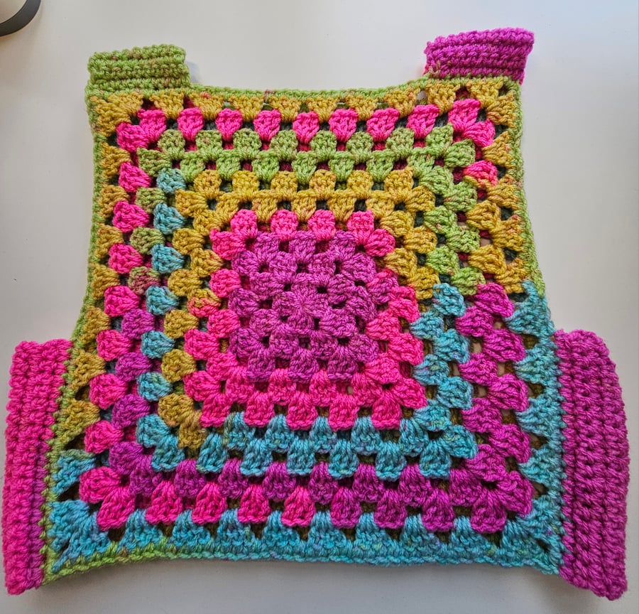 Retro crochet multi coloured vest top