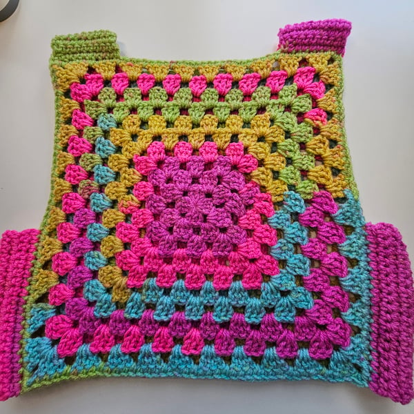 Retro crochet multi coloured vest top