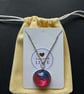 Blue and pink swirl pendant- stainless steel