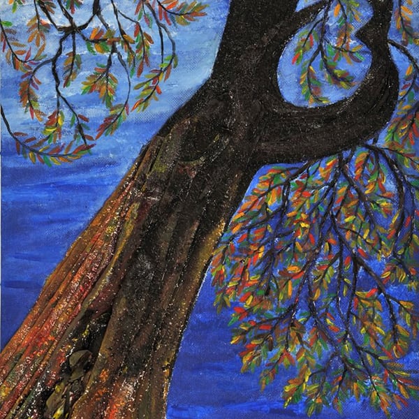 Autumn Ash original, mixed media collage, painting box frame, Ready Now, SALE