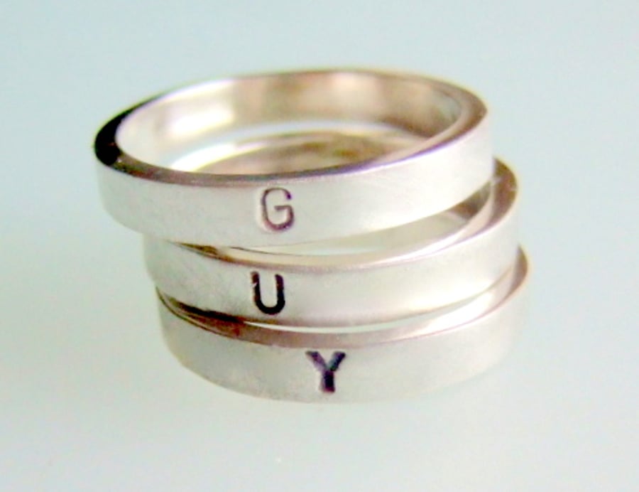 Personalised stacking rings Folksy