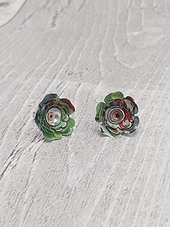 Recycled Flower Stud Earrings –Drink Can Aluminium – Inch's Cider Can