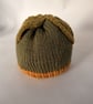 Children's Hand Knitted Beanie Hat with Leaf Decoration