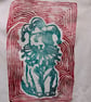 Handprinted lino Jester cat upcycled small cropped tee  - Image 3