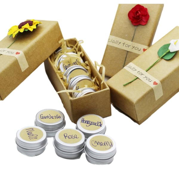 5 LIP BUTTER TINS 6g -Rose, Cherry, Gardenia, Honeysuckle & Neroli, Cocoa & Shea