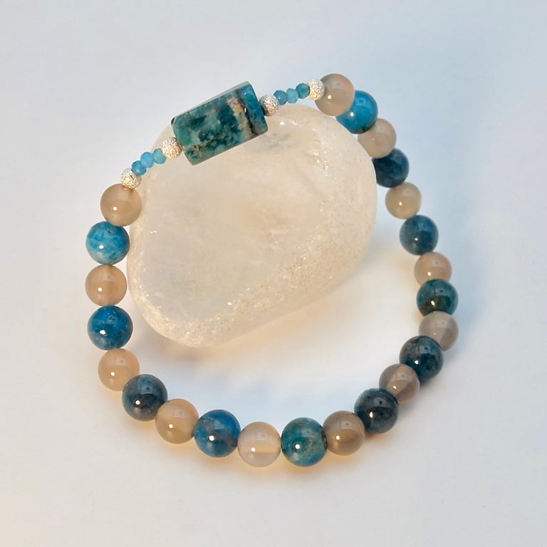Apatite & Agate Bracelet, Birthday, Anniversary, Mother's Day, Gifts For Her