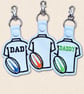 Dad Rugby Shirt Keyring - Embroidered Faux Leather Gift