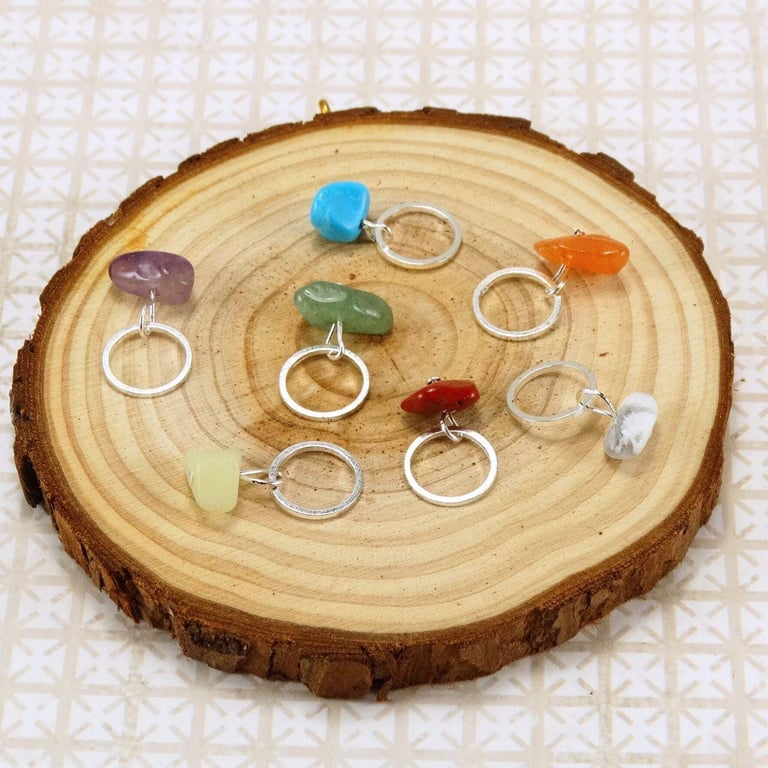Chakra Stitch Markers - Knitting & Crochet Options Available - Set of 7 Gemstone
