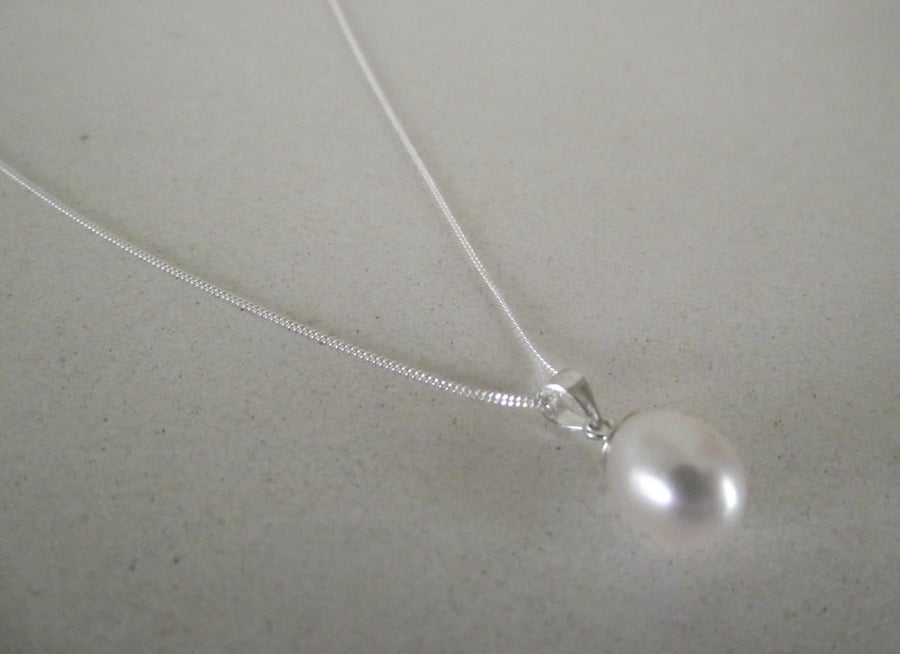Pearl Necklace on Sterling Silver Chain