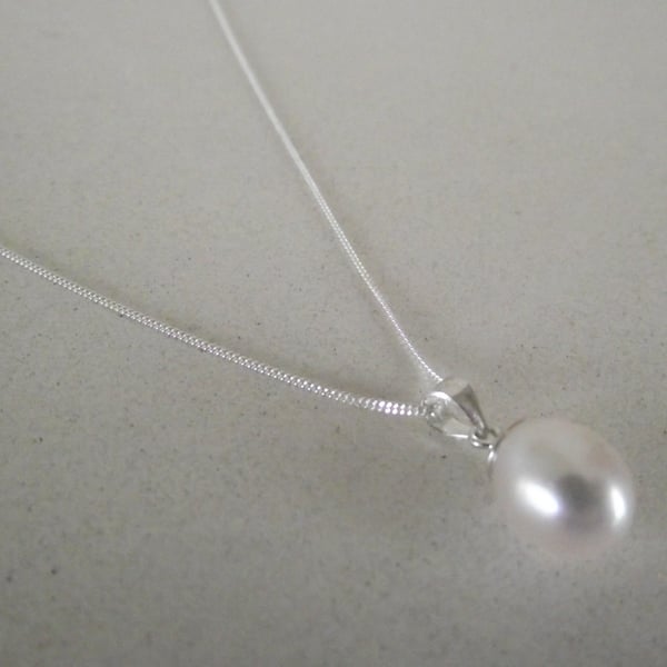 Pearl Necklace on Sterling Silver Chain