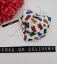 Face mask,  medium, gummy bears, adjustable,  nose wire,  3 layer.  - Image 1