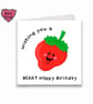 Strawberry birthday card, wishing you a berry happy birthday, pun card - Image 1