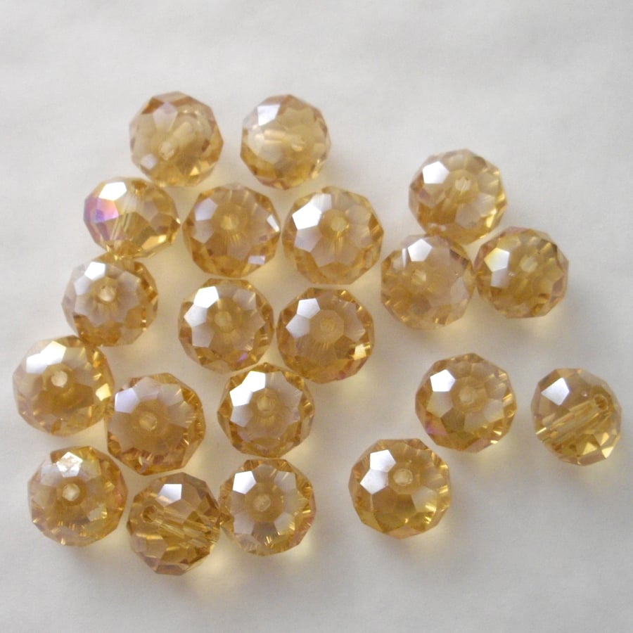 20 x Golden AB Faceted Crystal Rondelle Beads Folksy - Main Image
