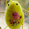 Wet felted Easter Chick hanging ornament