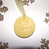 Small Yellow ceramic stag decoration Pottery Christmas