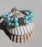 Turquoise Shell Pearl Beaded Vibrant Chunky Beaded Bracelet "Turquoise Bliss" - Image 1