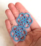 Multi Blue Lace Flower Earrings - Image 2