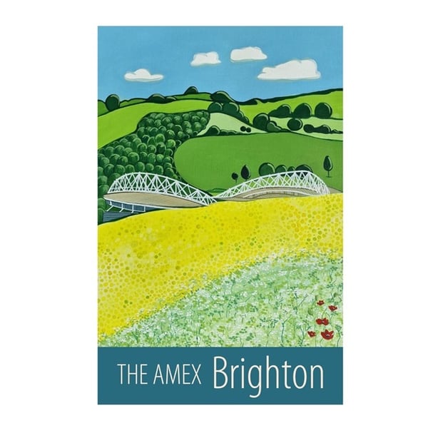Brighton Amex stadium travel poster print by Susie West