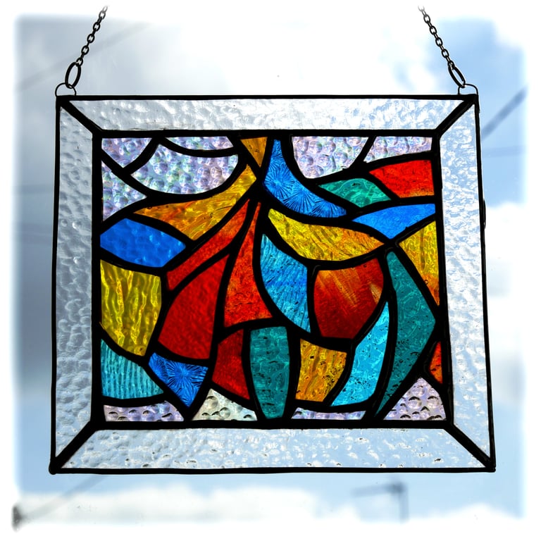 Harlequin Abstract Stained Glass Art Suncatcher