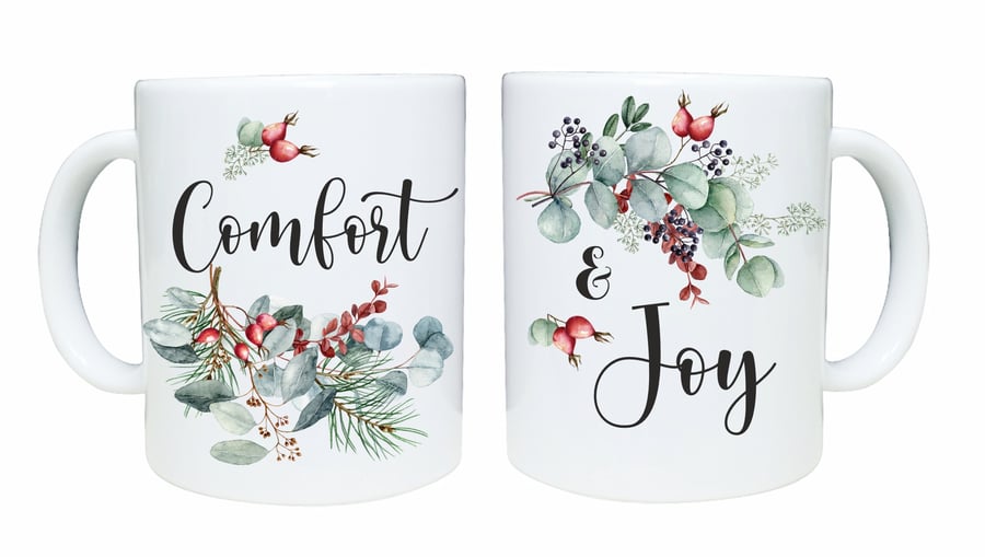 Christmas mug, Comfort and Joy, Festive Joyful Christmas gift
