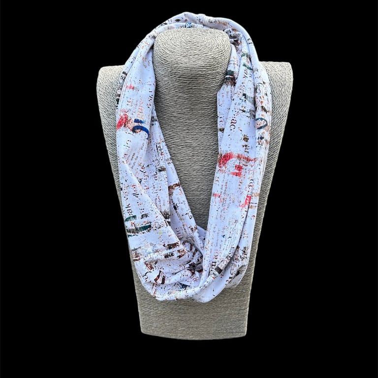 Cream print design jersey cotton Infinity Scarf