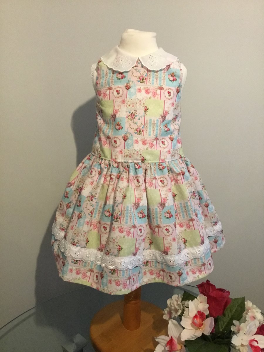 Vintage style girls party dress, wedding outfit, flowergirl, classic age 2-3 yea