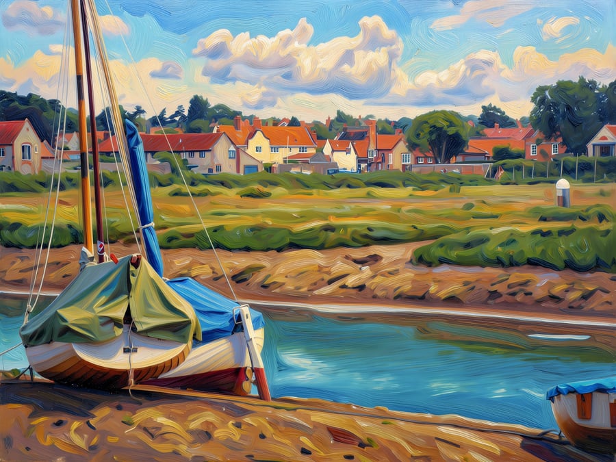 A4 Print North Norfolk Blakenley Boats 