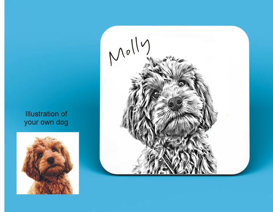 Personalised Dog Illustration Coaster - Dog Memorial or Pet Owner Gift