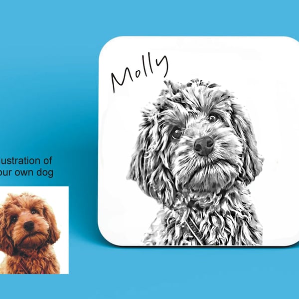 Personalised Dog Illustration Coaster - Dog Memorial or Pet Owner Gift