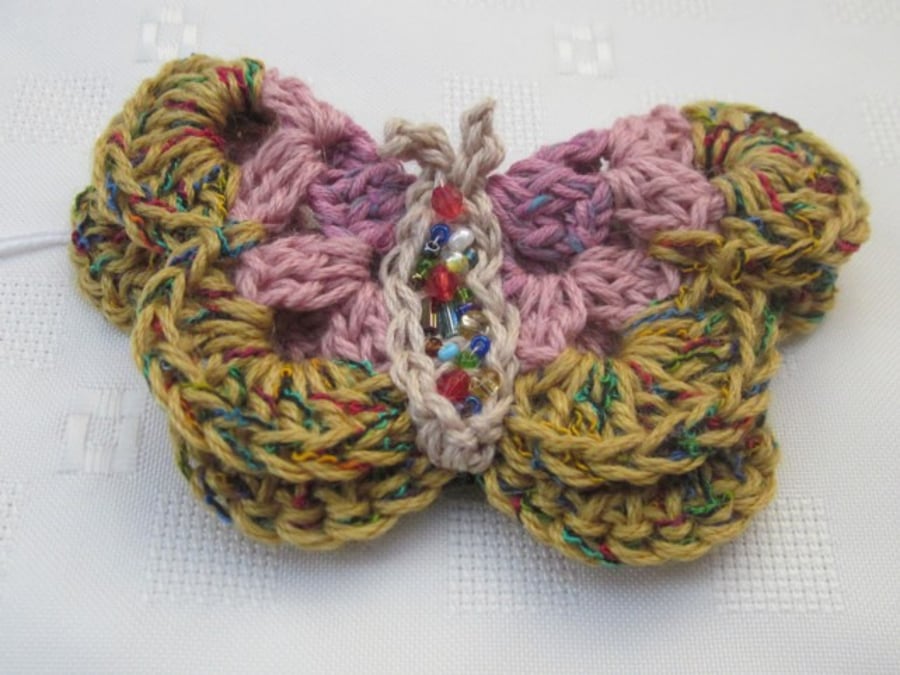 Crochet Butterfly  Brooch