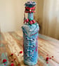 The Masquerade Lady Handcrafted Altered Bottle Art Mixed Media Roses & Pearls  - Image 1