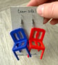 Red and Blue Stacking Chair Earrings - Upcycled