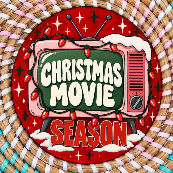 Christmas Movie Season Coaster – Festive TV Design – Handmade Wooden Coaster