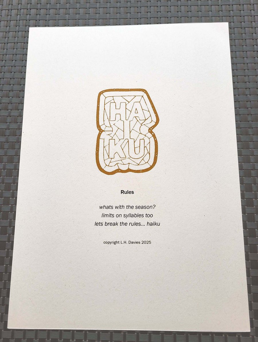 Haiku Poetry Art Print - 'Rules' Limited Edition