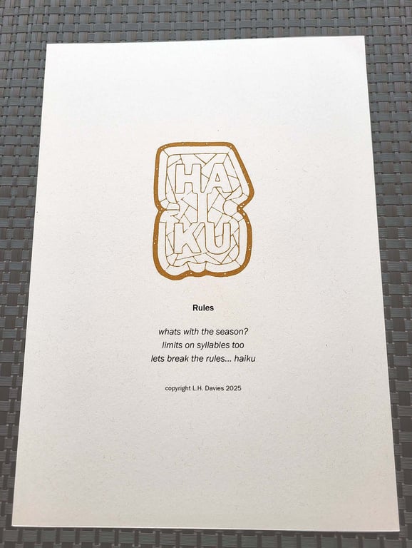 Haiku Poetry Art Print - 'Rules' Limited Edition