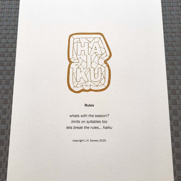 Haiku Poetry Art Print - 'Rules' Limited Edition