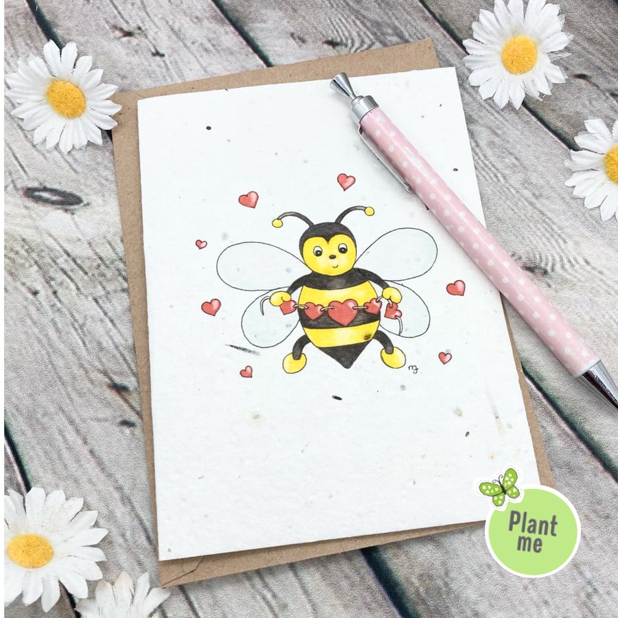 Plantable Wildflower Seed Card - Any Occasion  - Blank Card - Love Bees