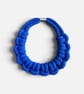 Electric Blue Sculptural Knot Necklace – Handmade Recycled Cotton Cord