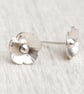 Silver Flower Handmade Stud Earrings - Image 2