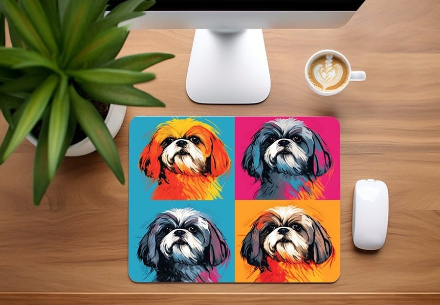 Mouse MatPad home office, desktop, laptop Shih Tzu Pop Art style print