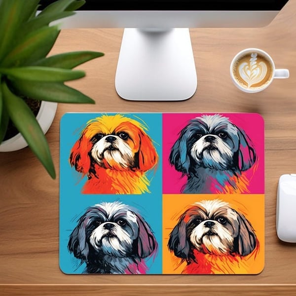 Mouse MatPad home office, desktop, laptop Shih Tzu Pop Art style print