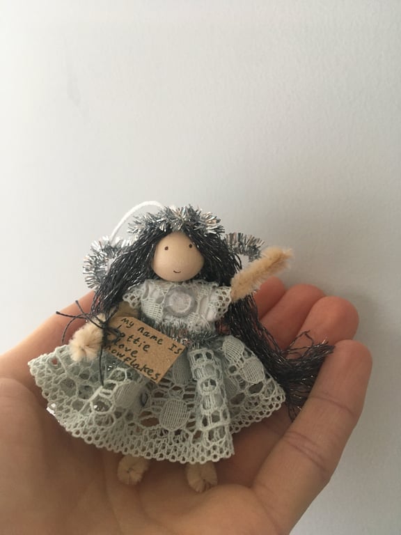 Tiny Light Blue Fairy Doll Decoration, Fairy Core Decor 