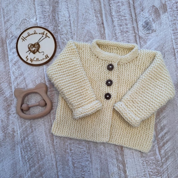 Made To Order Handknitted Baby Cardigan 5 Sizes. Any colour.