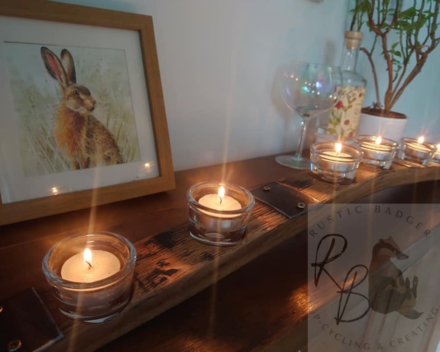 Whiskey Barrel Stave Candle Holder